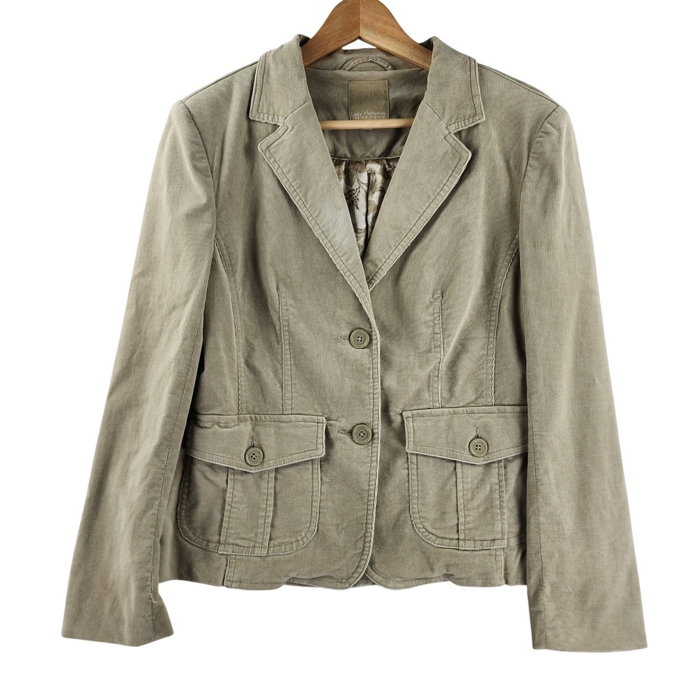 Lady Hathaway Taupe Corduroy Blazer Jacket Women S Stretch Academia Quiet Luxury